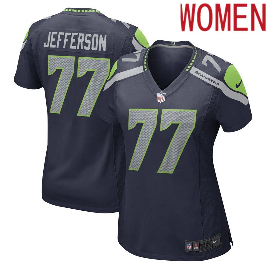 Women Seattle Seahawks #77 Quinton Jefferson Nike College Navy Game Player NFL Jersey->women nfl jersey->Women Jersey